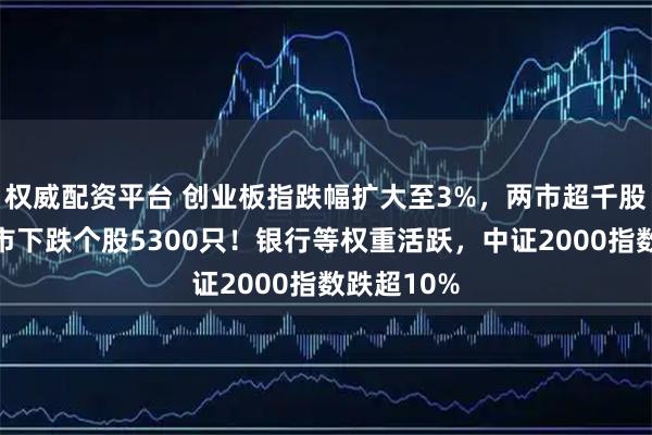 权威配资平台 创业板指跌幅扩大至3%，两市超千股跌停，三市下跌个股5300只！银行等权重活跃，中证2000指数跌超10%